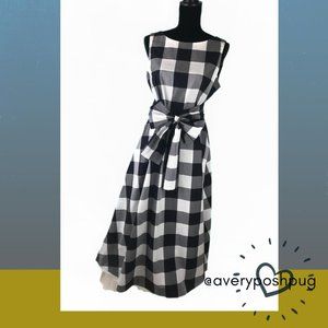 Ann Taylor Navy and White Gingham Dress, Size Medium